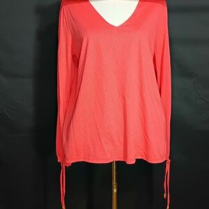 MK Women's Coral V-Neck Top size L pre owned Exellent condition